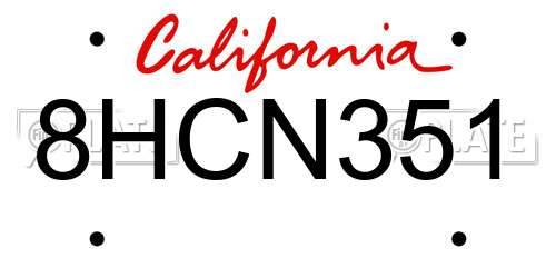 8HCN351 California License Plate