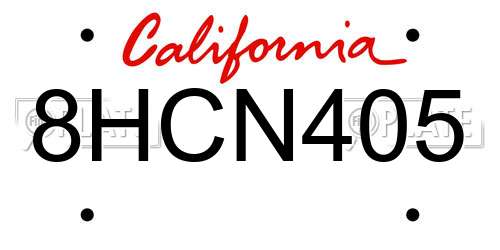 8HCN405 California License Plate