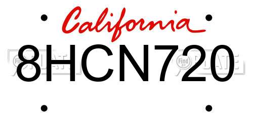 8HCN720 California License Plate