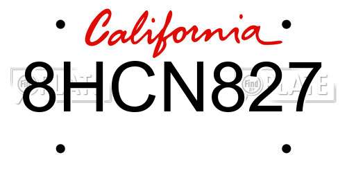 8HCN827 California License Plate