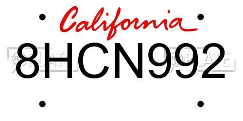 8HCN992 California License Plate