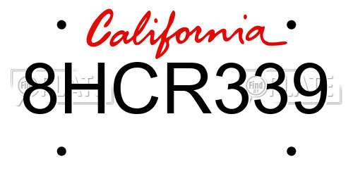 8HCR339 California License Plate