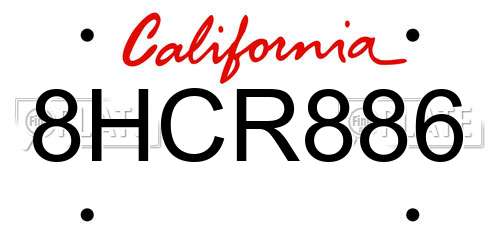 8HCR886 California License Plate