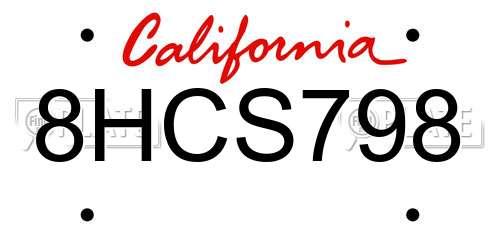 8HCS798 California License Plate