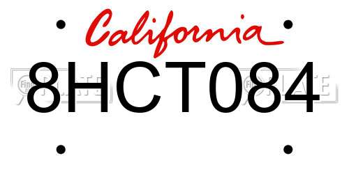 8HCT084 California License Plate