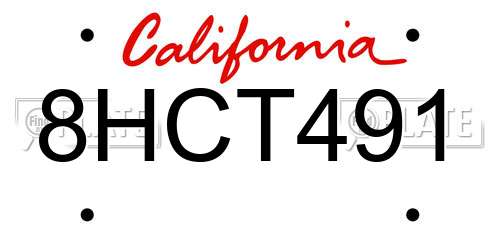 8HCT491 California License Plate