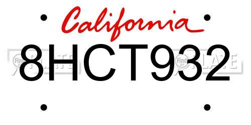 8HCT932 California License Plate