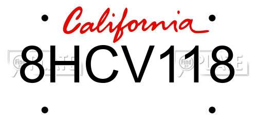 8HCV118 California License Plate