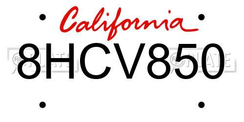 8HCV850 California License Plate