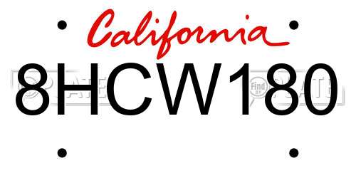 8HCW180 California License Plate