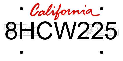 8HCW225 California License Plate