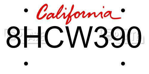 8HCW390 California License Plate
