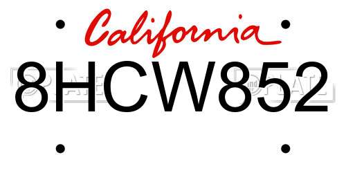 8HCW852 California License Plate