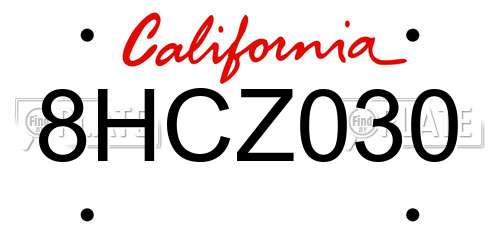 8HCZ030 California License Plate