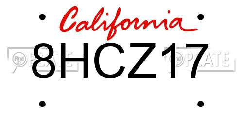 8HCZ17 California License Plate