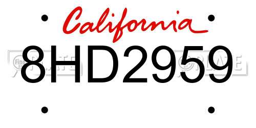 8HD2959 California License Plate