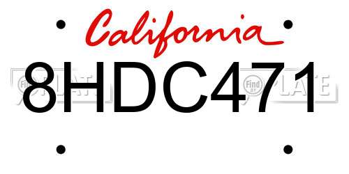 8HDC471 California License Plate