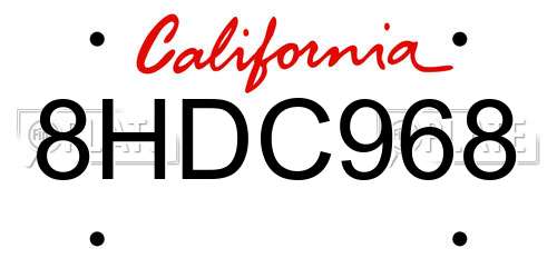 8HDC968 California License Plate