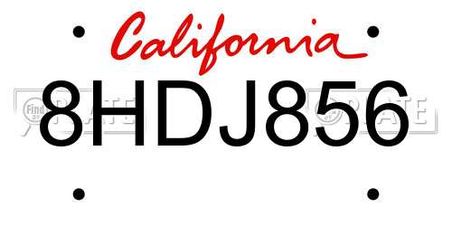 8HDJ856 California License Plate