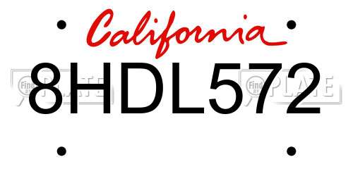 8HDL572 California License Plate