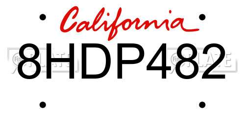 8HDP482 California License Plate