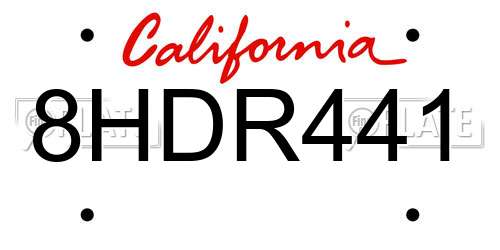 8HDR441 California License Plate