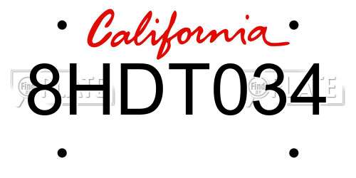 8HDT034 California License Plate