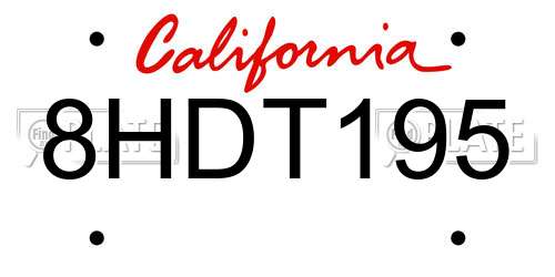 8HDT195 California License Plate