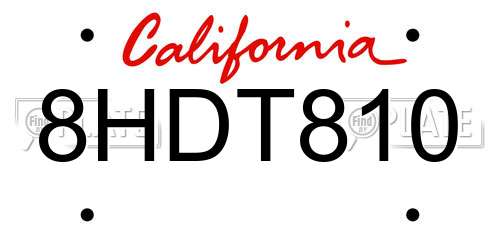 8HDT810 California License Plate