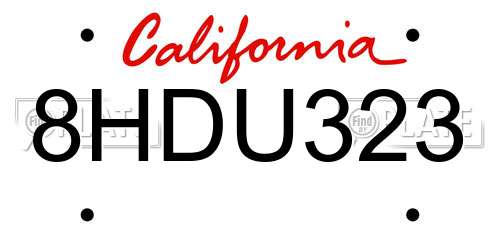 8HDU323 California License Plate