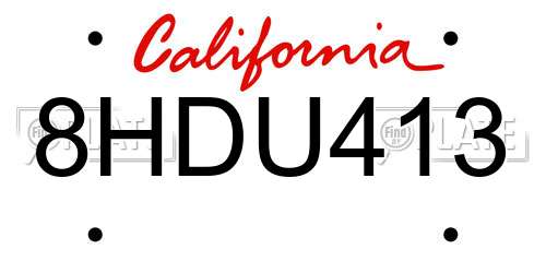 8HDU413 California License Plate