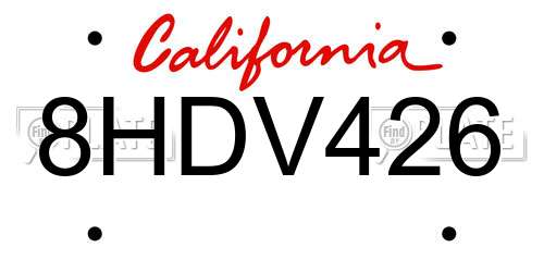 8HDV426 California License Plate