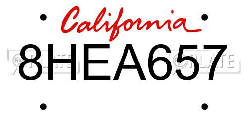 8HEA657 California License Plate