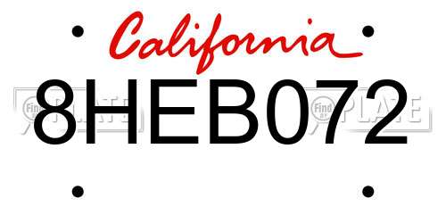 8HEB072 California License Plate