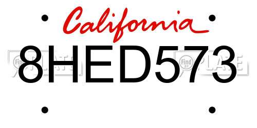8HED573 California License Plate