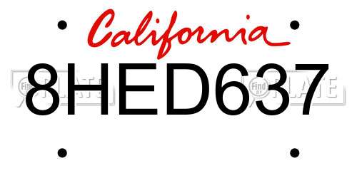 8HED637 California License Plate