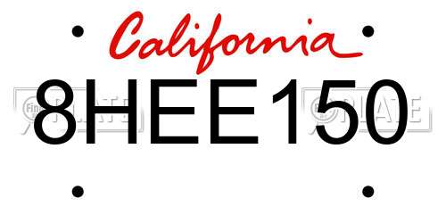8HEE150 California License Plate