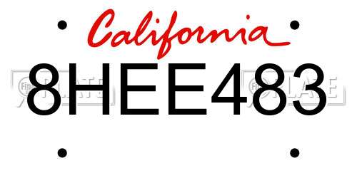 8HEE483 California License Plate