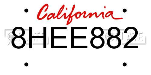 8HEE882 California License Plate