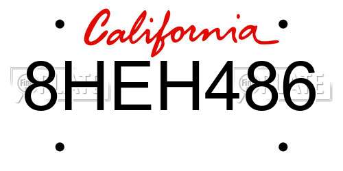 8HEH486 California License Plate