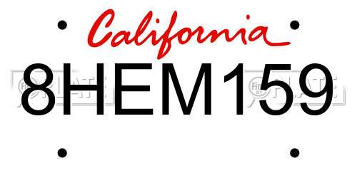 8HEM159 California License Plate