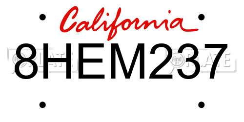 8HEM237 California License Plate