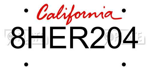 8HER204 California License Plate