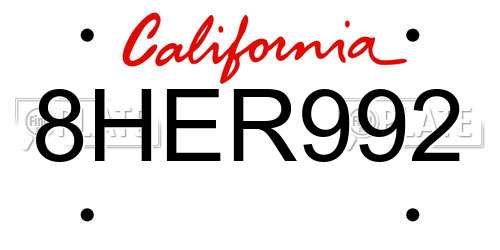 8HER992 California License Plate
