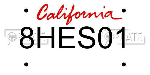 8HES01 California License Plate