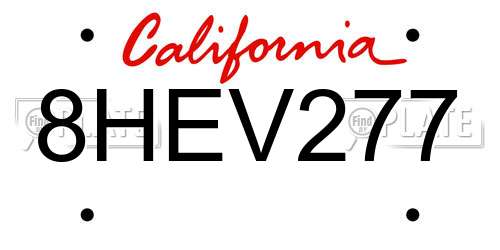 8HEV277 California License Plate