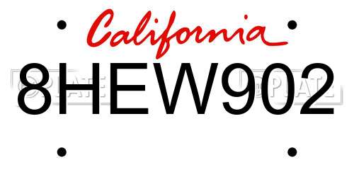 8HEW902 California License Plate