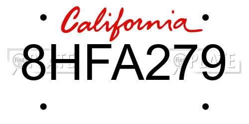 8HFA279 California License Plate