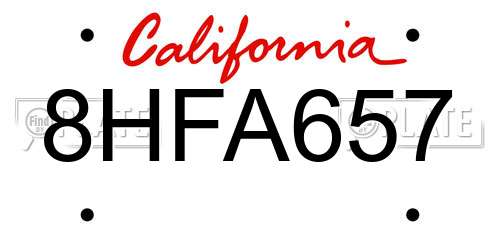 8HFA657 California License Plate