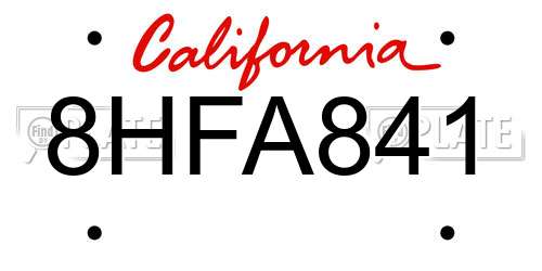 8HFA841 California License Plate